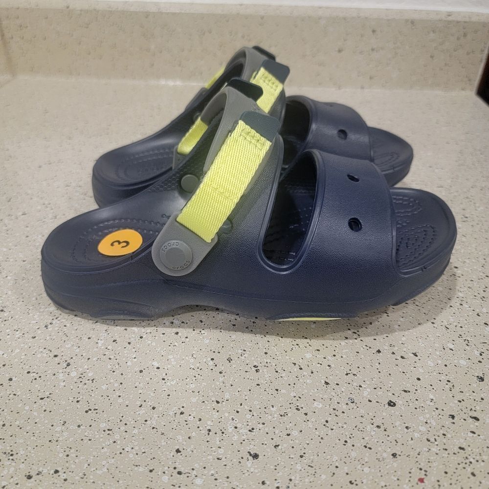 New Crocs Classic All-Terrain Sandals Kids Size J3 Navy Blue(207707-410)